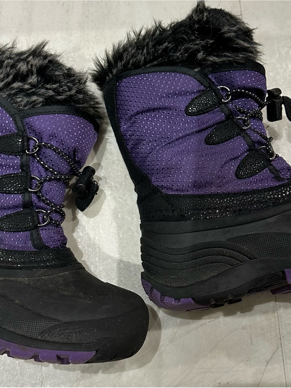 Kamik size 11 little kid Purple Winter Snow Boots with Faux Fur Trim